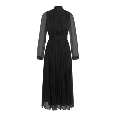 Framboise Women's Bevis Elegant Black Silk Midi Dress