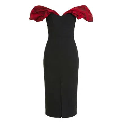 Framboise Women's Black / Red Leila Elegant Multicolor Midi Dress