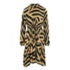 Framboise Women's Brown / Yellow / Orange Inaya Asymmetrical Midi Silk Dress In Brown/yellow/orange