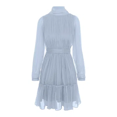 Framboise Women's Calliope Elegant Short Blue Silk Dress