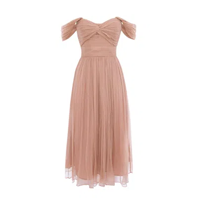Framboise Women's Cory Elegant Pink Silk Midi Dress