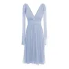 Framboise Women's Cuba Elegant Blue Midi Silk Dress In Blue