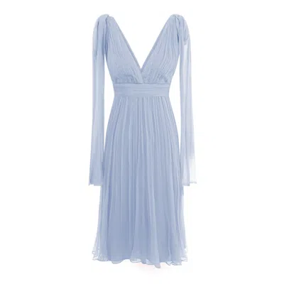 Framboise Women's Cuba Elegant Blue Midi Silk Dress