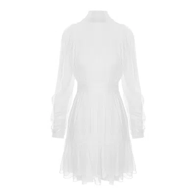 Framboise Women's Debra Elegant Short White Silk Dress