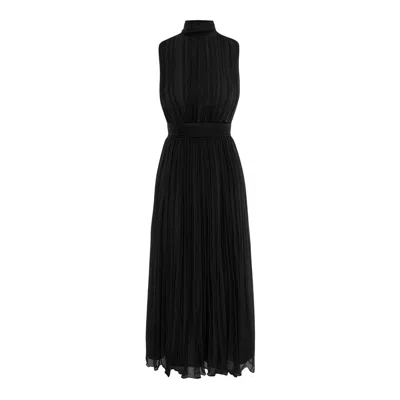 Framboise Women's Gates Elegant Black Silk Midi Dress