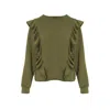 Framboise Women's Green Talma Khaki Cotton Sweatshirt In Green