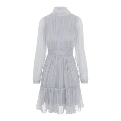 Framboise Women's Grey Bridge Elegant Short Dress Gray Silk