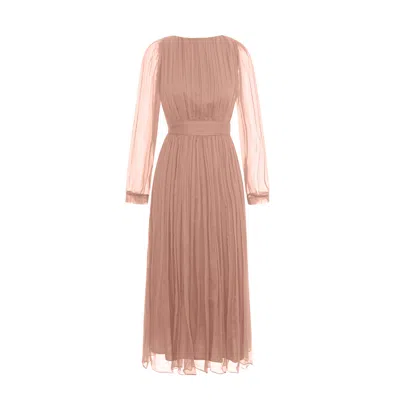 Framboise Women's Helyna Elegant Dusty Pink Silk Midi Dress