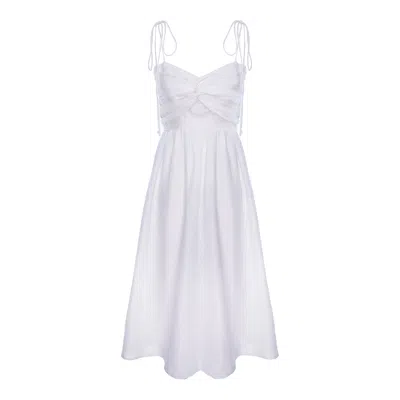 Framboise Women's Madel White Linen Midi Dress