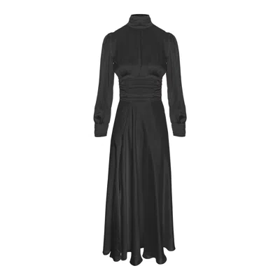 Framboise Women's Malise Elegant Black Silk Midi Dress