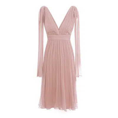 Framboise Women's Mirko Elegant Pink Silk Midi Dress