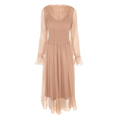 Framboise Women's Neutrals Chelsie Midi Beige Silk Dress