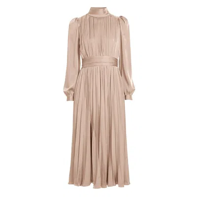 Framboise Women's Neutrals Ezio Elegant Beige Midi Dress
