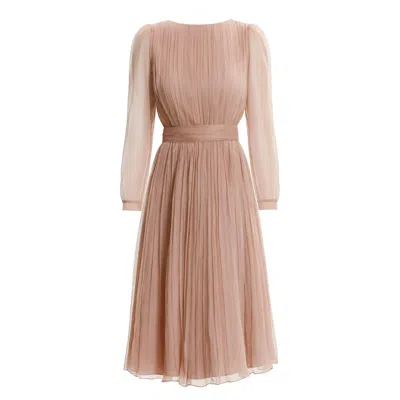 Framboise Women's Neutrals Helyna Dusty Pink Silk Midi Dress