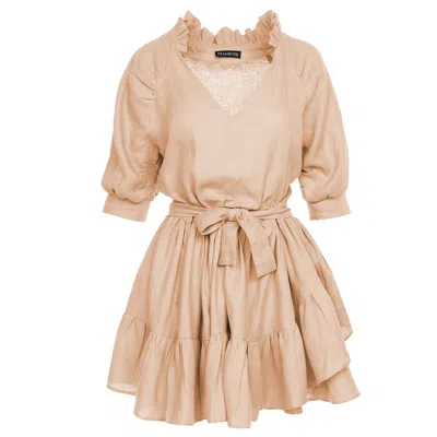 Framboise Women's Neutrals Irene Linnen Short Dress In Beige