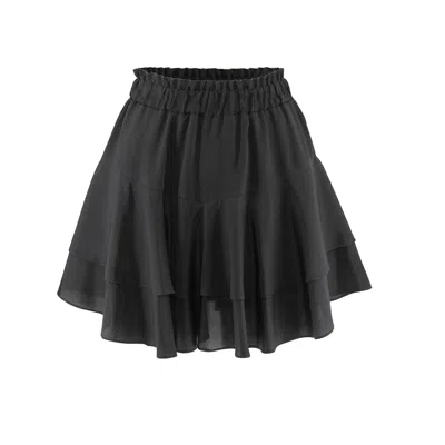 Framboise Women's Nicov Black Silk Mini Skirt