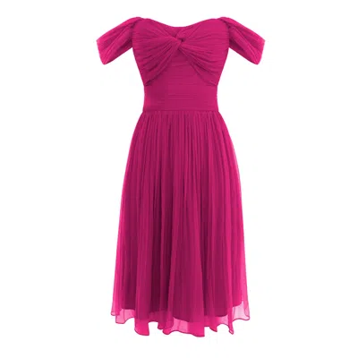 Framboise Women's Pink Nitara Short Elegant Fuchsia Silk Dress