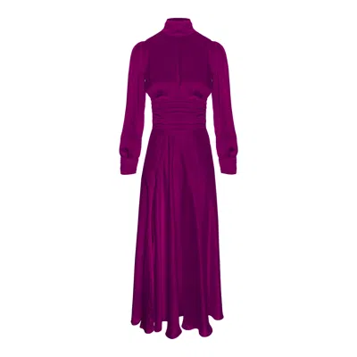 Framboise Women's Pink / Purple Akuna Elegant Purple Silk Midi Dress In Pink/purple