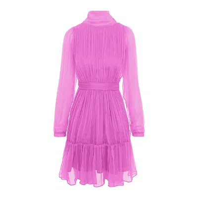 Framboise Women's Pink / Purple Callisto Elegant Short Pink Silk Dress In Pink/purple