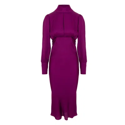 Framboise Women's Pink / Purple Saiana Purple Midi Silk Dress In Pink/purple
