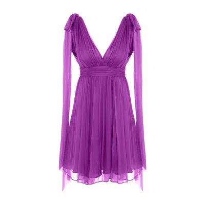 Framboise Women's Pink / Purple Temple Elegant Short Purple Silk Dress In Pink/purple