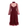 Framboise Women's Red / Brown Majesty Midi Silk Dress In Red/brown
