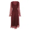 Framboise Women's Red Layana Midi Burgundy Silk Dress In Red