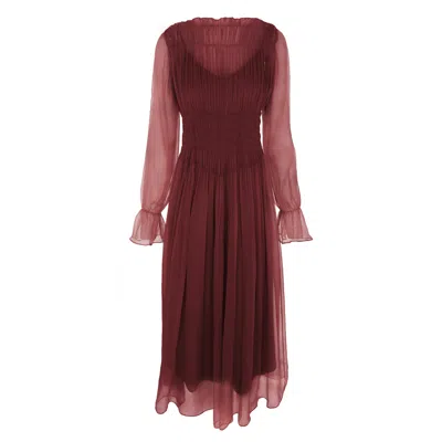 Framboise Women's Red Layana Midi Burgundy Silk Dress
