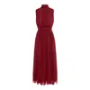 Framboise Women's Red Pavlos Elegant Burgundy Midi Silk Dress In Red