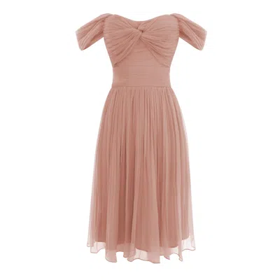 Framboise Women's Rome Short Elegant Dusty Pink Silk Dress