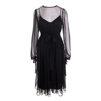 Framboise Women's Solena Black Midi Silk Dress