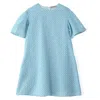 Framboise Women's Summer Rain Mini White Blue Cotton Dress In White