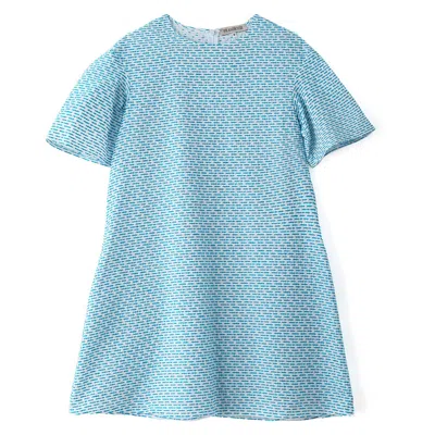 Framboise Women's Summer Rain Mini White Blue Cotton Dress