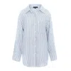 Framboise Women's White / Blue Justinne Linen Shirt With Stripes In White/blue