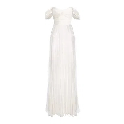 Framboise Women's White Roselyn Long Silk Wedding Dress