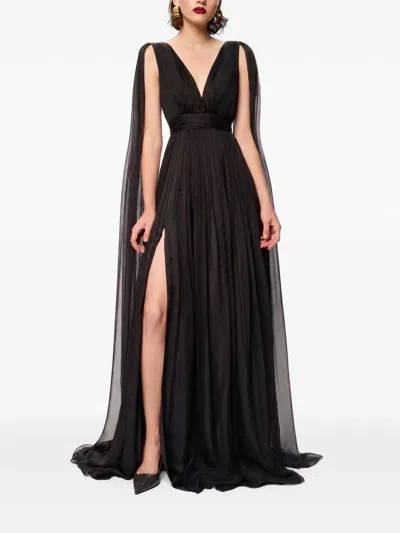 Framboise Yamina Cape-style Maxi Dress In Black