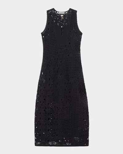 Frame Crochet-knit Mini Dress In Black