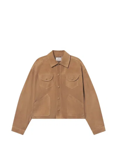 Frame Suede Utility Jacket In 뉴트럴