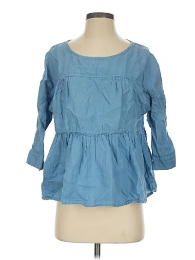 Pre-owned Frame 3/4 Sleeve Blouse In Blue