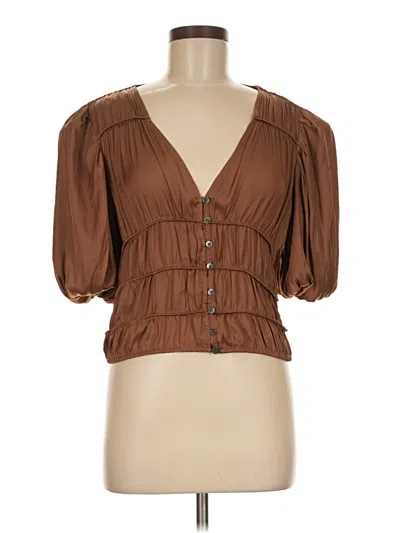 Pre-owned Frame 3/4 Sleeve Blouse In Brown
