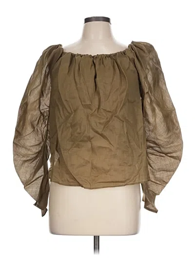 Pre-owned Frame 3/4 Sleeve Blouse In Brown