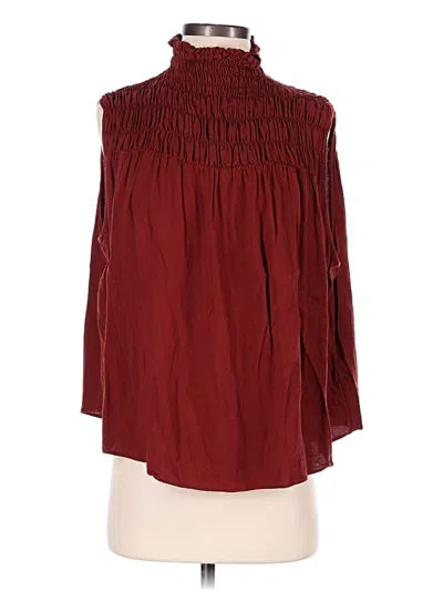 Pre-owned Frame 3/4 Sleeve Blouse In Burgundy