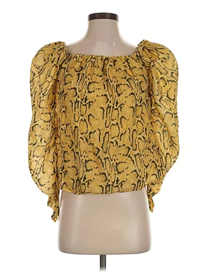 Pre-owned Frame 3/4 Sleeve Blouse In Gold