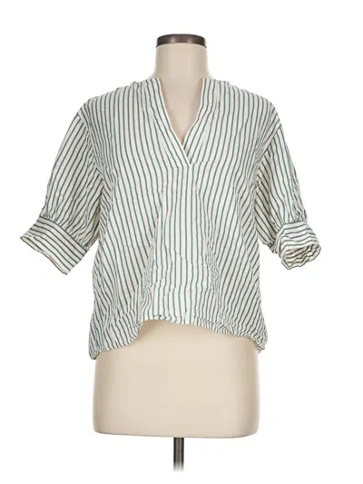 Pre-owned Frame 3/4 Sleeve Button Down Shirt In Green
