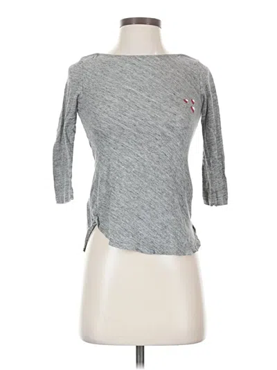 Pre-owned Frame 3/4 Sleeve Top Gray Boatneck Tops