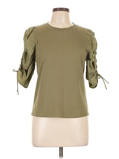 Pre-owned Frame 3/4 Sleeve Top Green Cold Shoulder Neckline Tops
