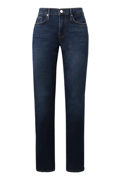 Frame Slim Fit Jeans Metal Buttons In Blue
