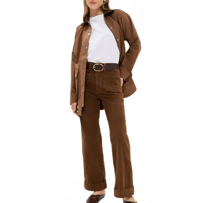 Frame Stretch-cotton Corduroy Wide-leg Pants In Brown