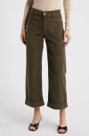 Frame The 70s Crop Corduroy Pants In Rich Military