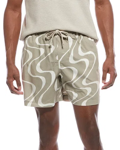 Frame Abstract Wave Graphic Short In Beige